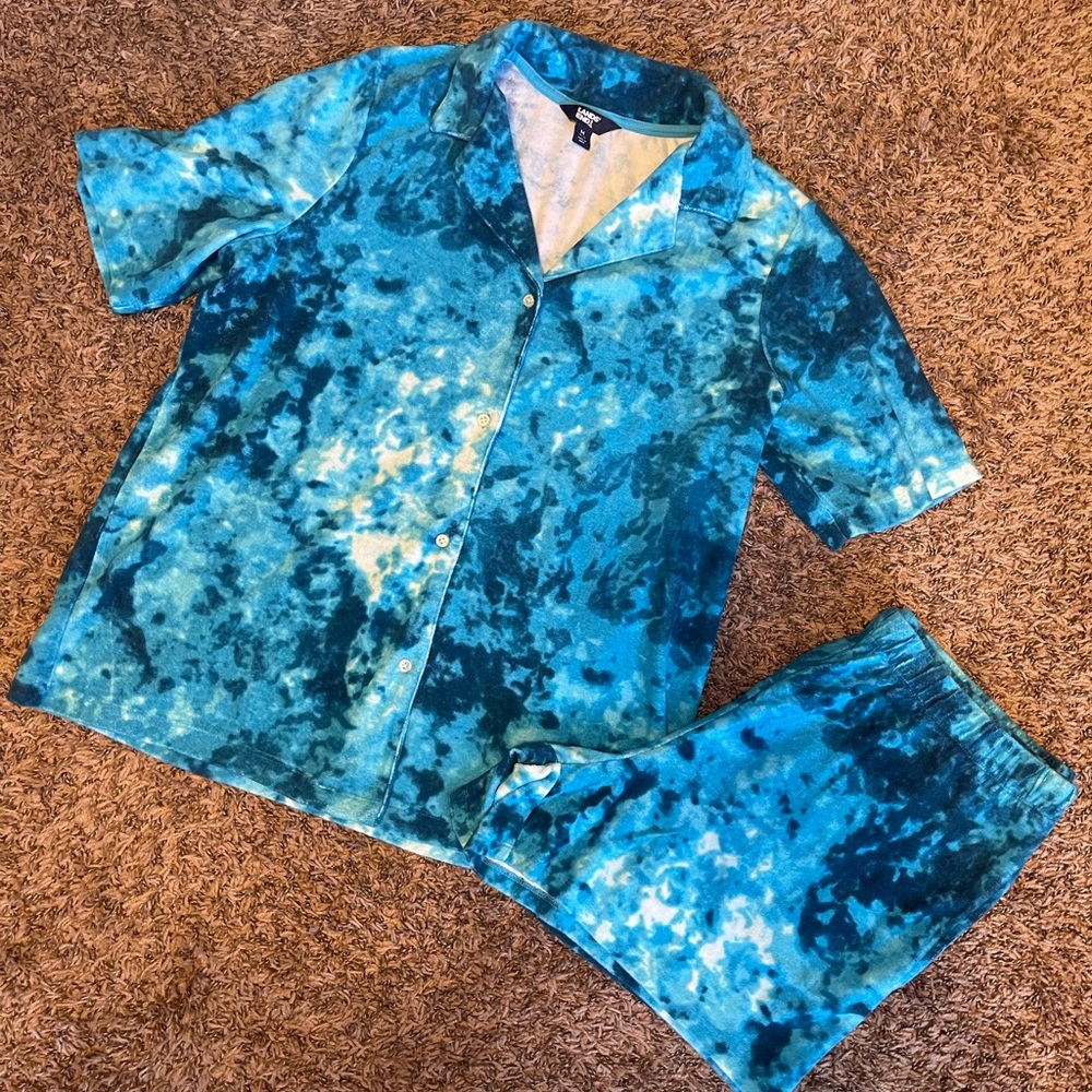 Lands End Terry Cloth Tie Dye Two Piece Swim Suit Cover Up - Picture 7 of 11